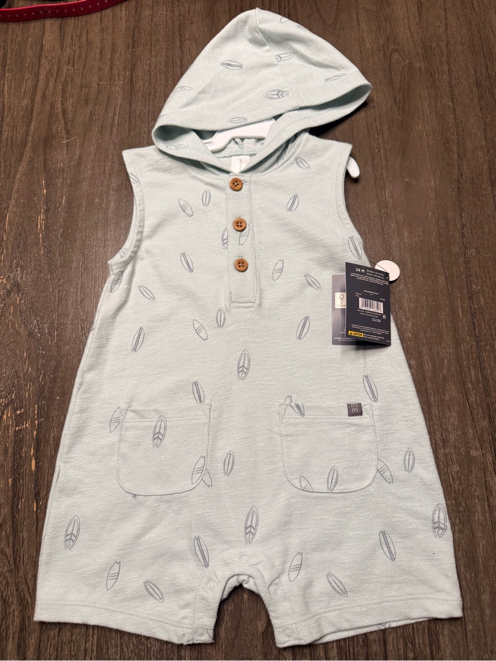 Sleeveless Hooded Baby Romper - Light Mint